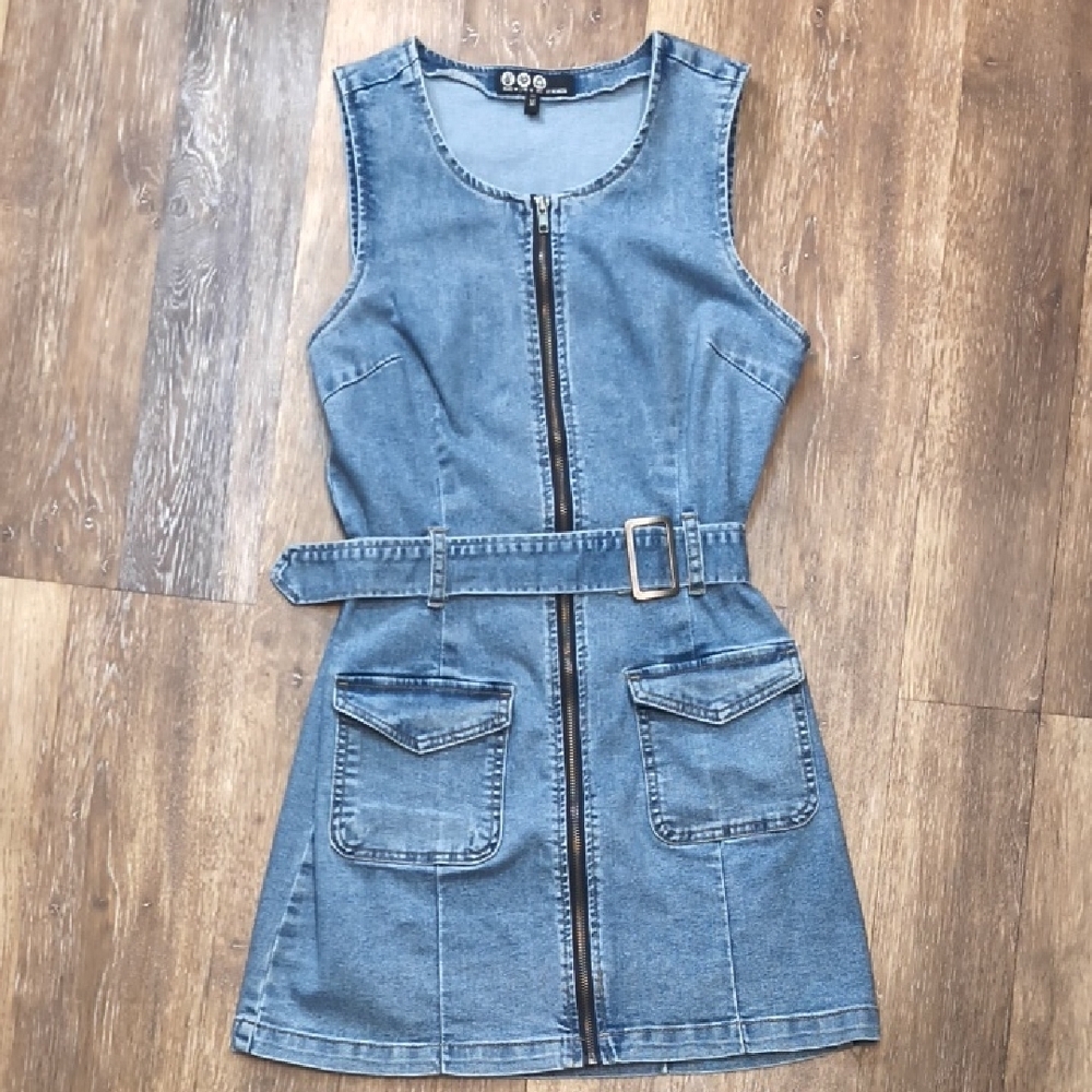 Rewash Blue Denim Sleeveless Jumpsuit - Picture 2 of 7